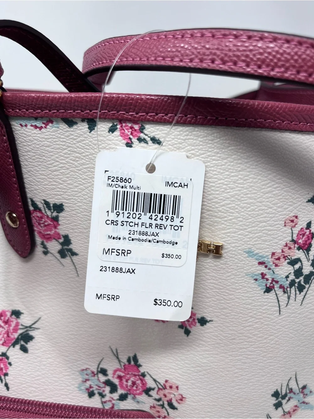 NWT Coach Cross Sketch Reversible Tea Rose Floral City Tote w/ Wristlet